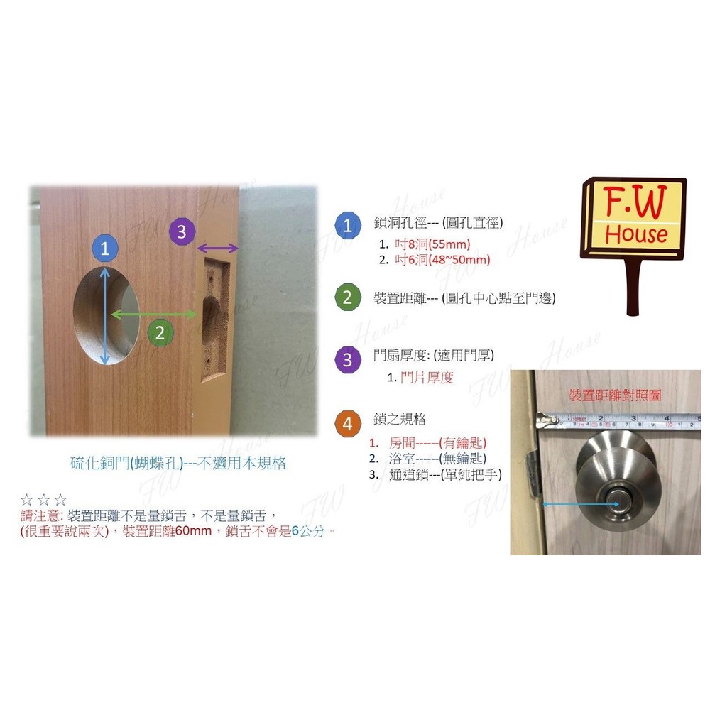 LS-600-1 LS-610-1水平鎖 房間鎖 廁所鎖 房間門 門鎖 吋8洞 安全鎖 鎖-圖片-4