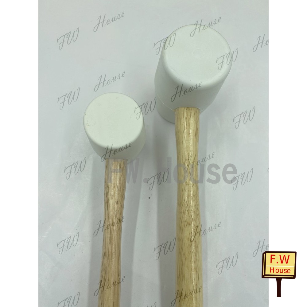 S1-00431-白色 木柄槌 橡膠錘子 瓷磚多功能專業橡皮錘 皮榔頭軟膠像皮錘 地板敲打錘安裝錘 裝潢工作防髒槌 木槌 錘子 鎚子