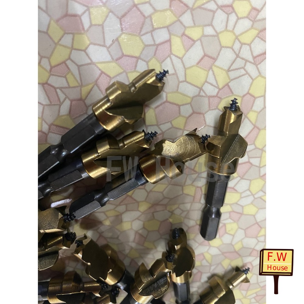 S1-01155-台灣製 鍍鈦 雙割 銅珠刀 銅銖刀 木工鑽頭 木頭鑽孔 鑽尾 木工工具 層板銅珠刀 鍍鈦銅珠刀