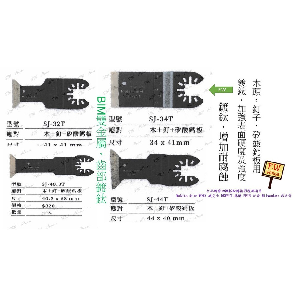 F.W 日本星 鍍鈦 通用型 磨切機 磨切片 切片 矽酸鈣板 木頭 金屬 切割 SJ-40.3T SJ-44T-thumb